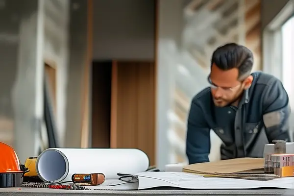 設計師在施工現場指導裝修工作